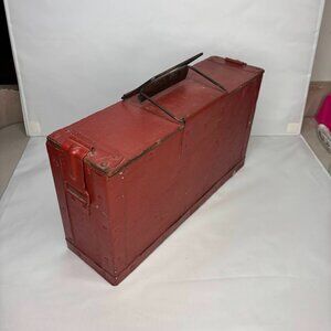 Vintage 1952 Red Wooden Ammo Box With Handle